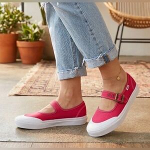 NEW! Vans Stylish Pink Canvas Mary Jane Shoes Sz 8